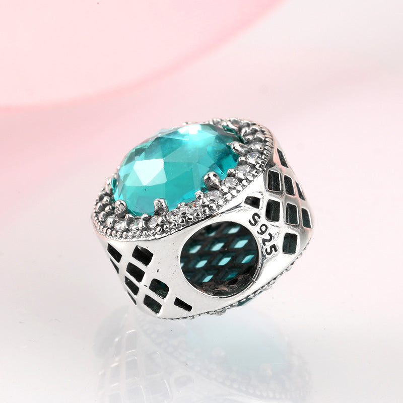 S925 Sterling Silver Beads Classic Color Zircon Snowflake Pendant