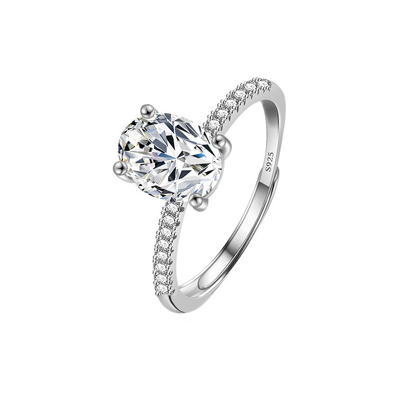 S925 Sterling Silver Oval Moissanite Ring 