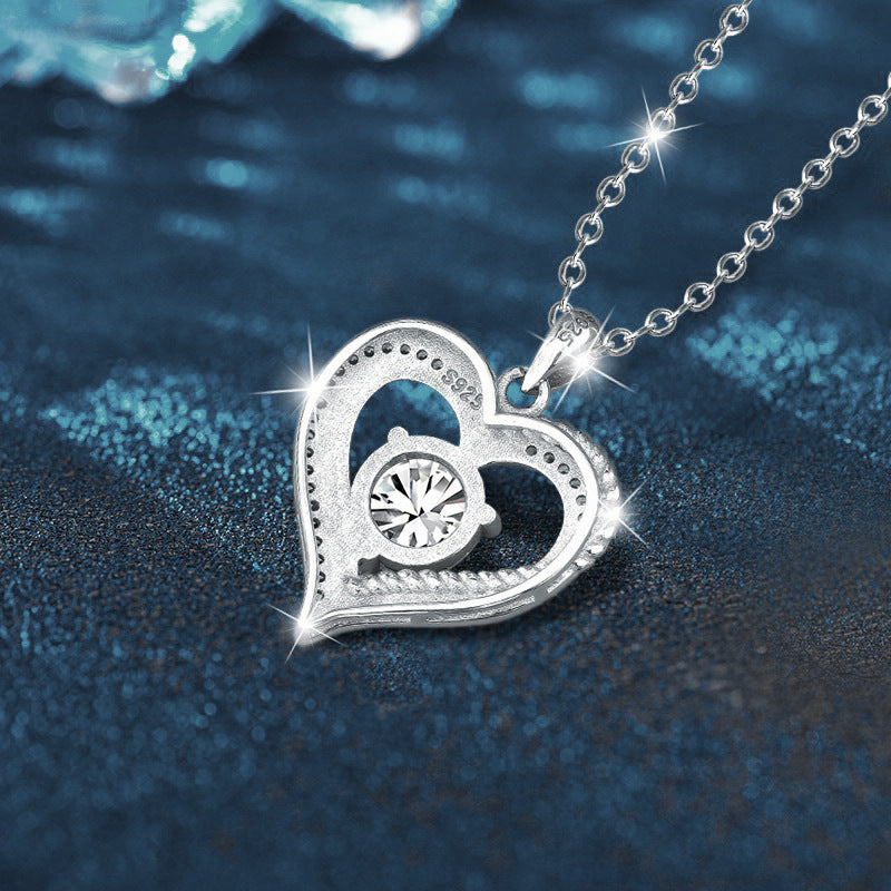 S925 Sterling Silver Heart-Shaped Pendant Necklace