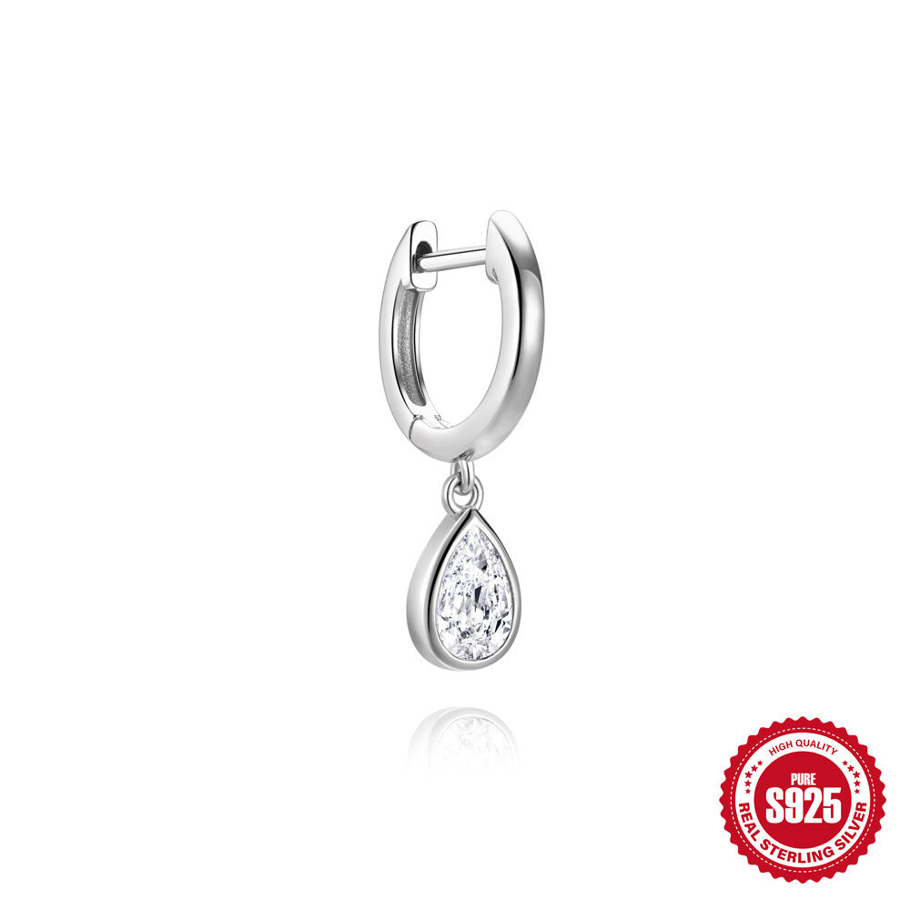 S925 Sterling Silver Square Star & Moon Moissanite Stud Earrings