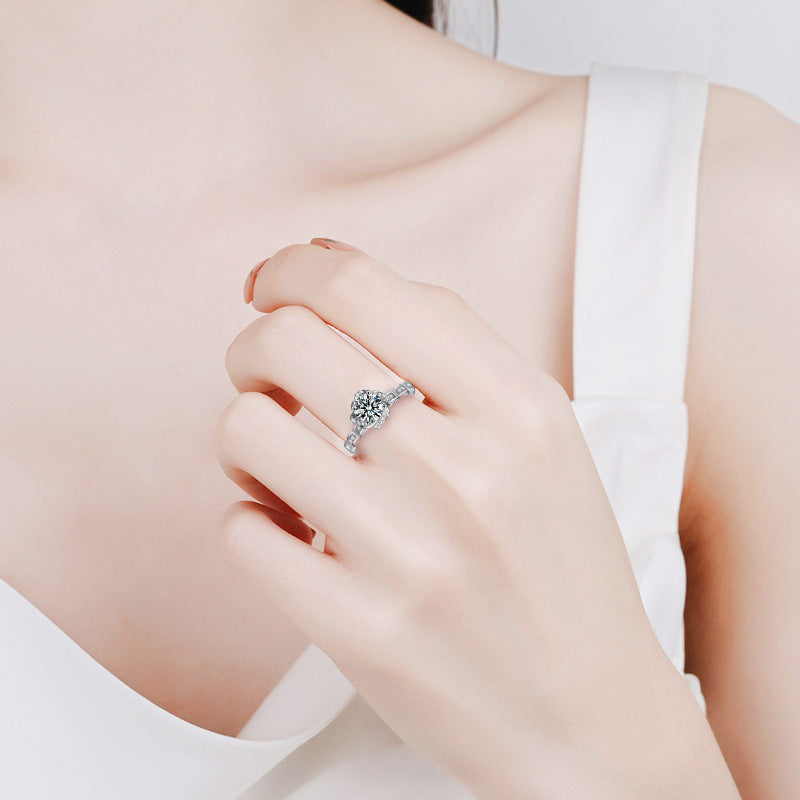 S925 Sterling Silver Crown Princess Moissanite Ring