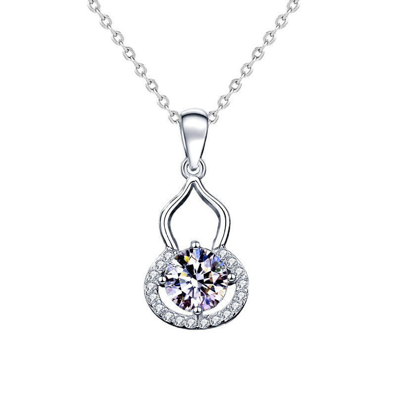S925 Sterling Silver Moissanite Calabash Pendent Necklace