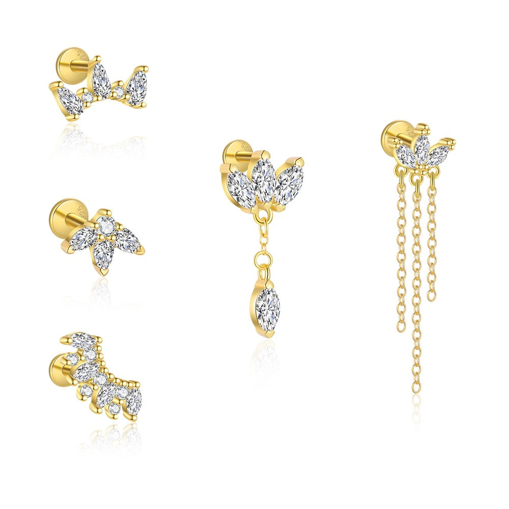 S925 Sterling Silver Zircon Stud Earrings