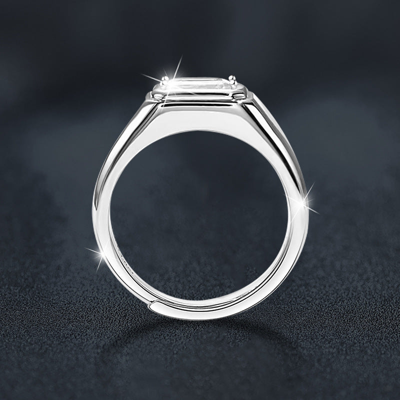 S925 Sterling Silver Moissanite Simple Ring