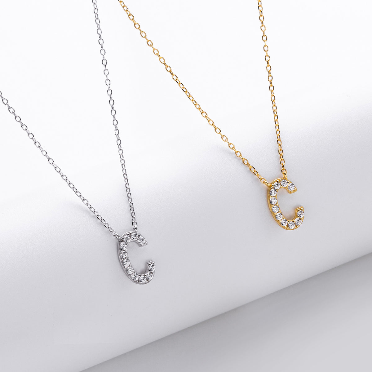 S925 Sterling Silver Simple Diamond Necklace with English Letters
