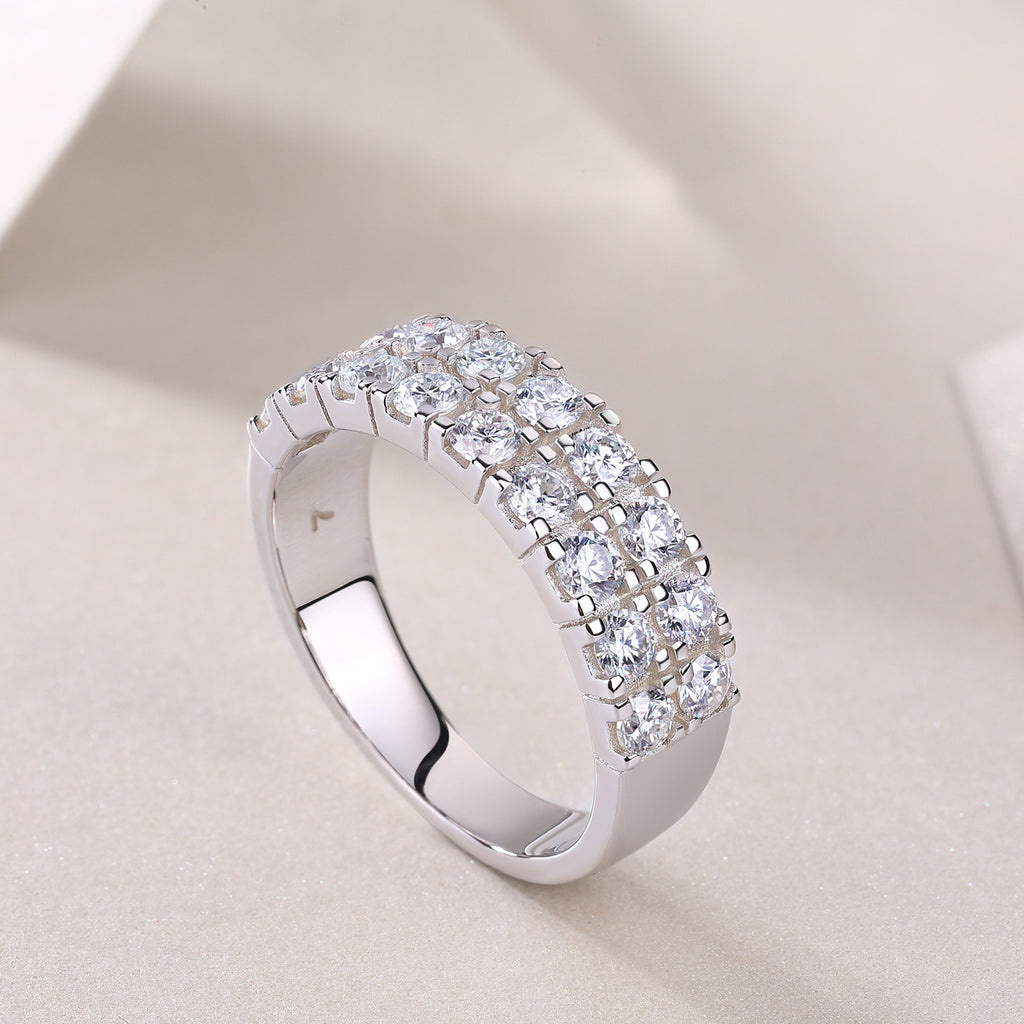 S925 Sterling Silver Moissanite Multi-Layer Ring
