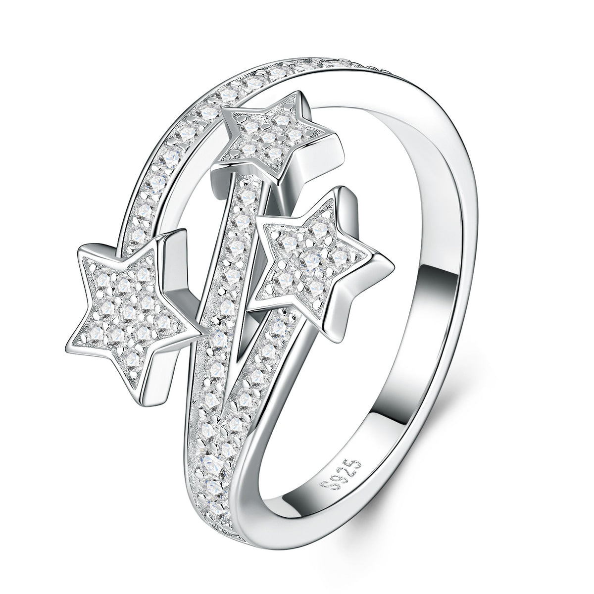 S925 Sterling Silver Star Moissanite Ring