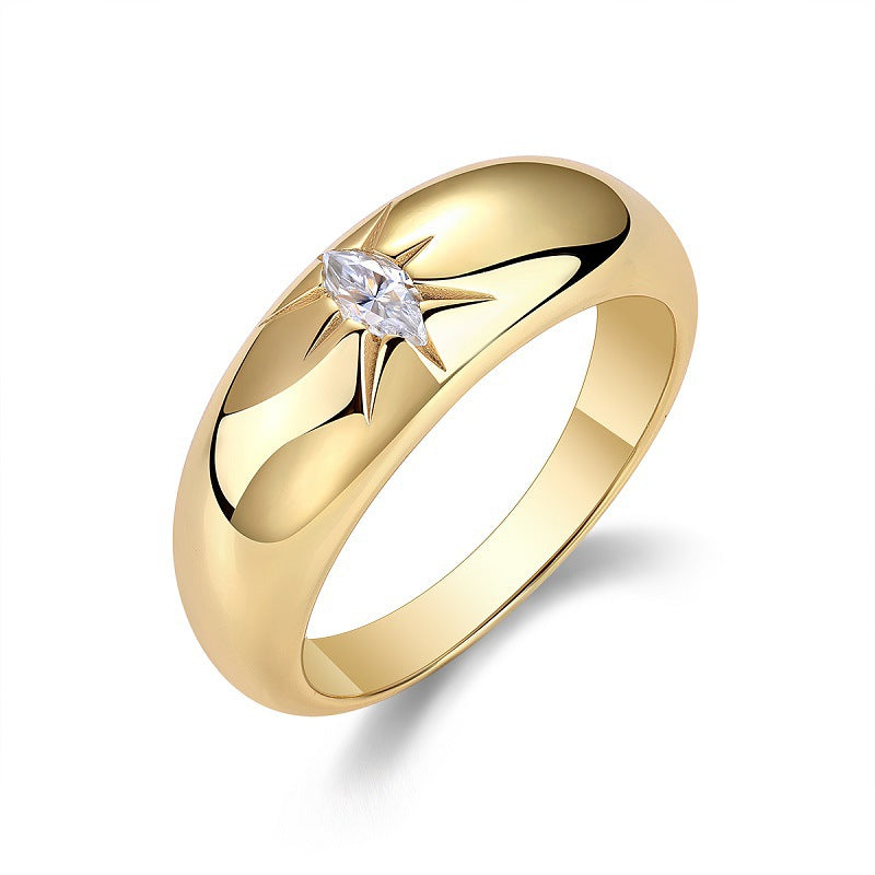 S925 Silver Gold-Plated Moissanite Ring