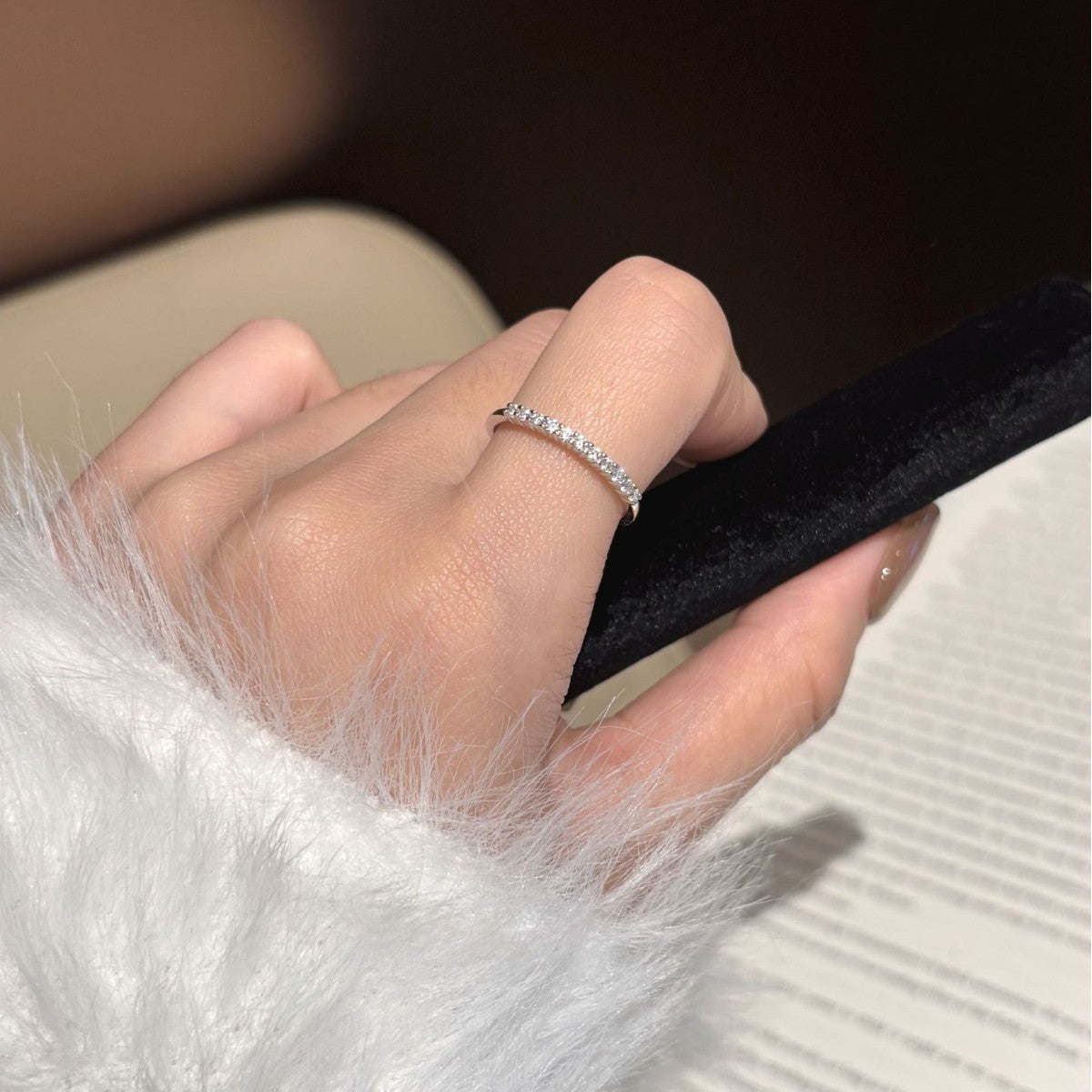 S925 Silver Micro-Pave Moissanite Ring