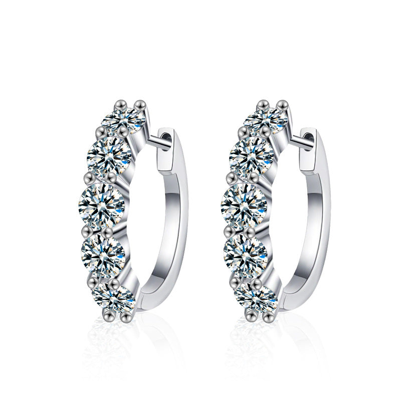 925 Sterling Silver Round Earrings Full of Diamonds and Moissanite