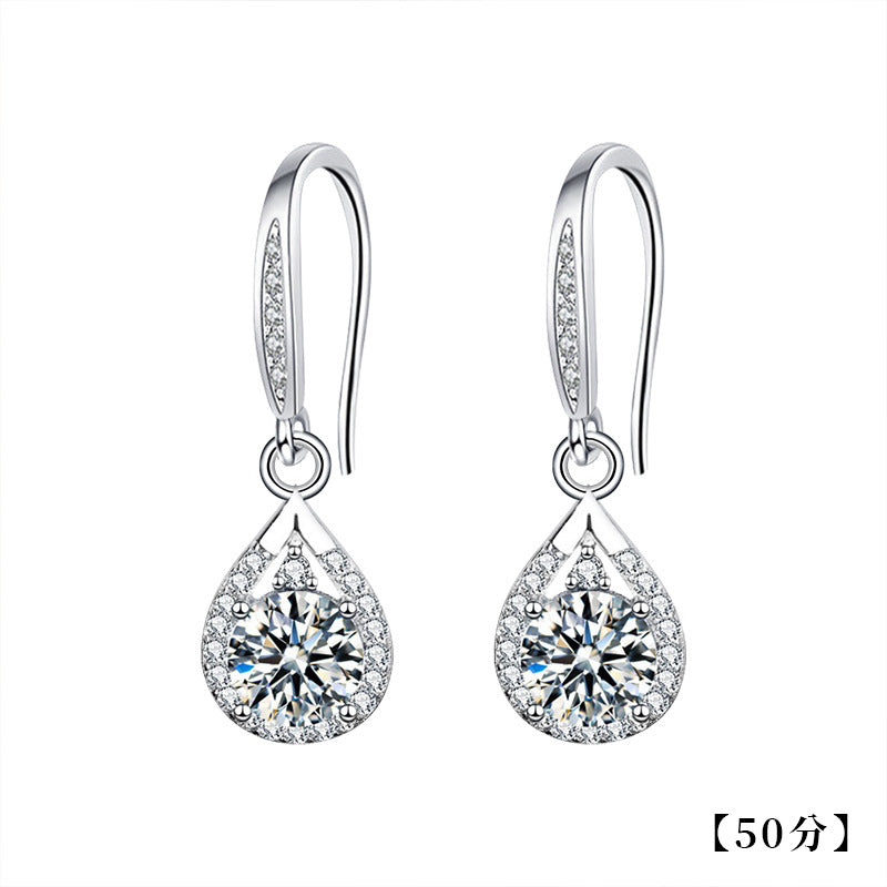 925 Sterling Silver Teardrop Earrings — Premium-Look Moissanite Studs for Women