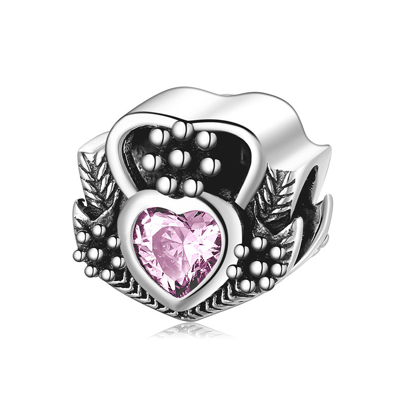S925 Sterling Silver Pink Zircon Heart Pendant
