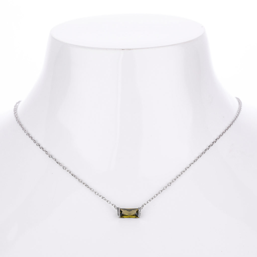 Rectangular colored zircon s925 sterling silver December birthstone collar necklace