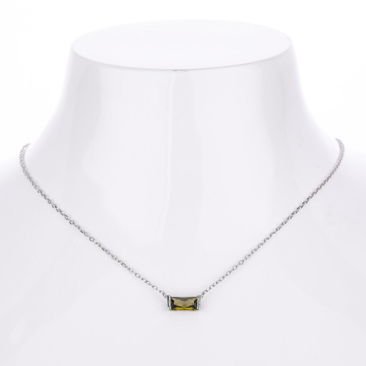 Rectangular colored zircon s925 sterling silver December birthstone collar necklace