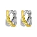 Two-Tone Crisscross 925 Sterling Silver Huggie Hoop Earrings