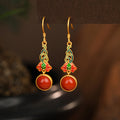 S925 Silver Round Agate Lotus Christmas Earrings