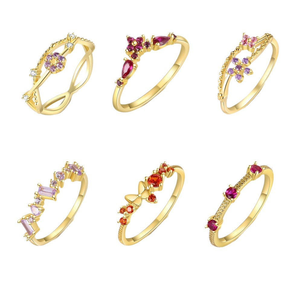 S925 Sterling Silver Round Ring Set with Zirconia