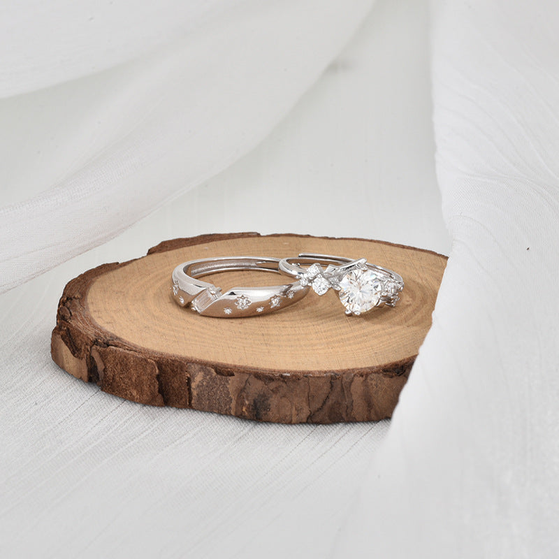 S925 Sterling Silver Moissanite Starry Lovers Ring