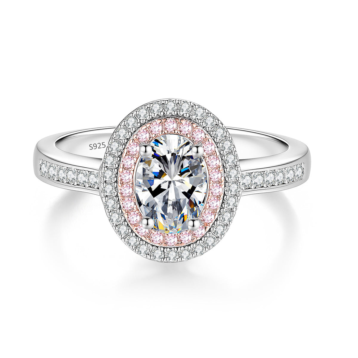 S925 Sterling Silver Oval Moissanite Ring