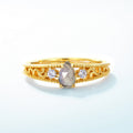 S925 Sterling Silver Gold-Plated Droplet Labradorite Ring