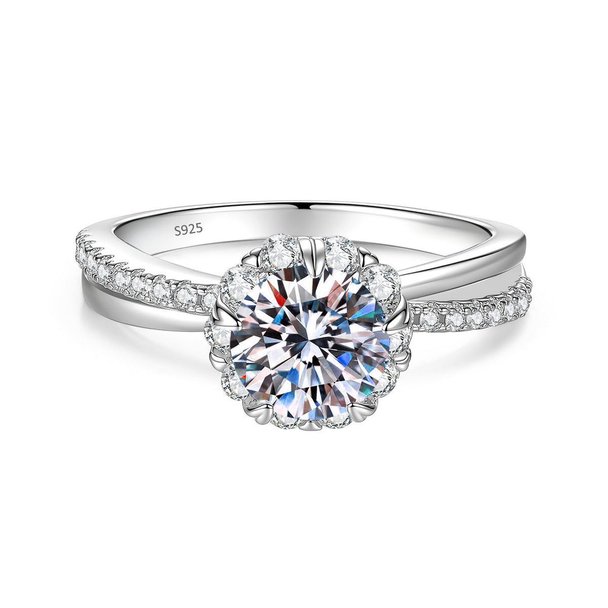 S925 Sterling Silver Moissanite Diamond Ring