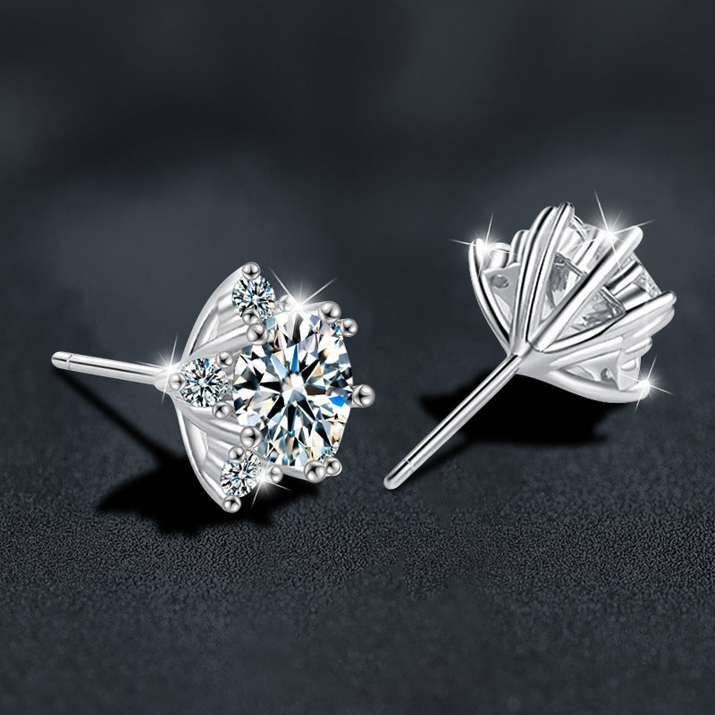 Moissanite & S925 Sterling Silver Star Stud Earrings