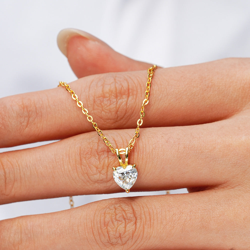 Heart Moissanite Pendant Necklace in 925 Sterling Silver