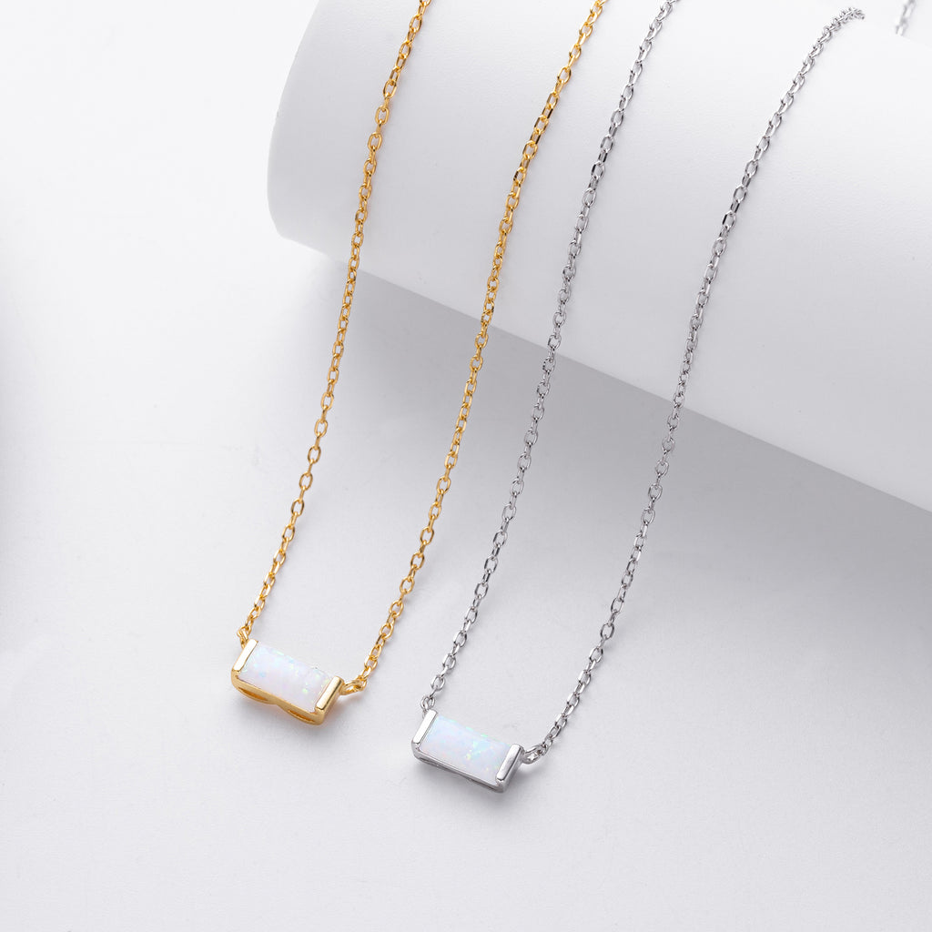 Rectangular colored zircon s925 sterling silver December birthstone collar necklace