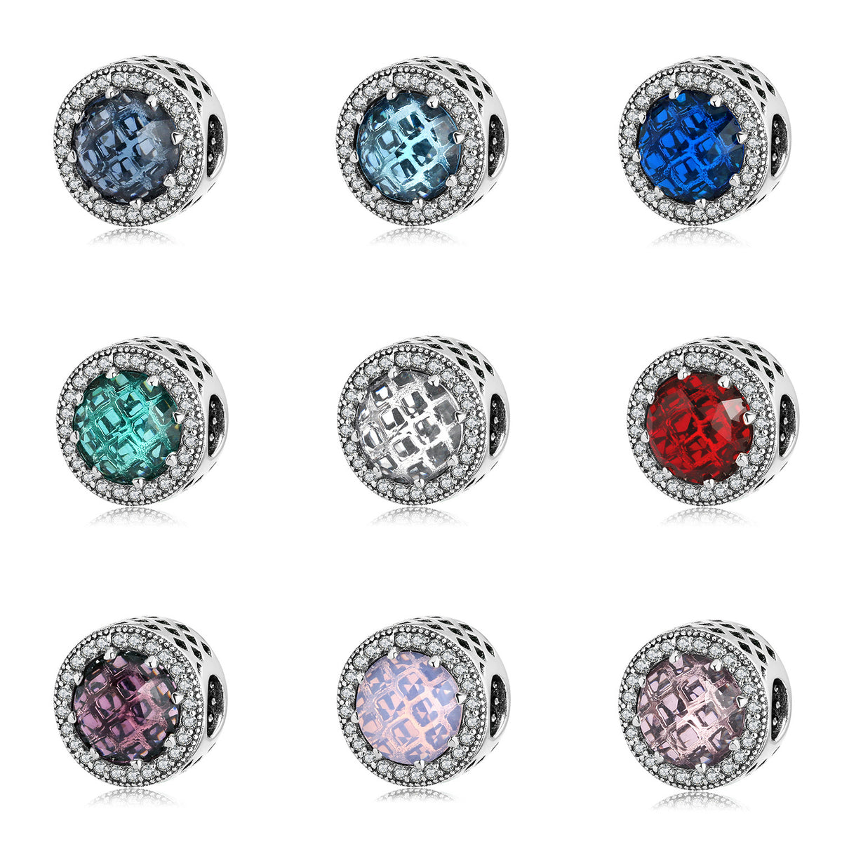 S925 Sterling Silver Beads Classic Color Zircon Snowflake Pendant