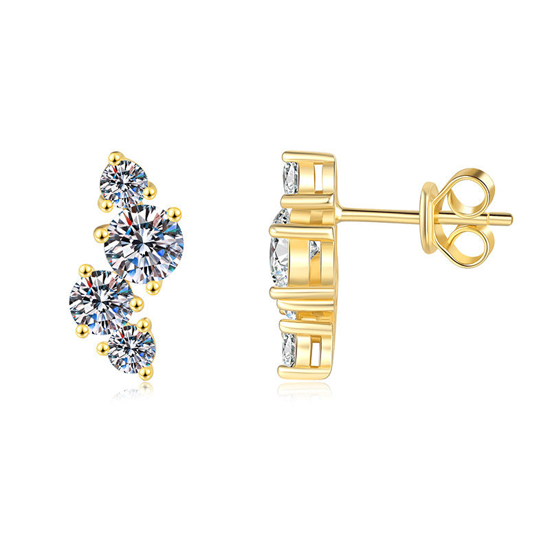 Moissanite 925 sterling silver stud earrings set with full diamonds