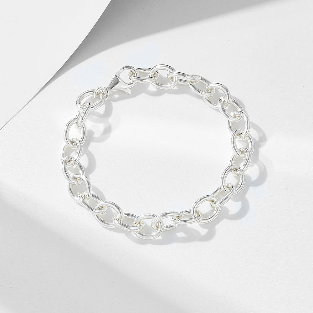 S925 Sterling Silver Heavy Industry Circle Bracelet