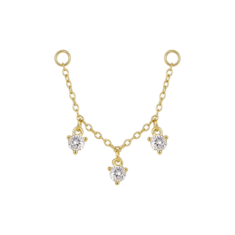S925 Sterling Silver Chain Ear Bridge with Zirconia(Ear tips not included)