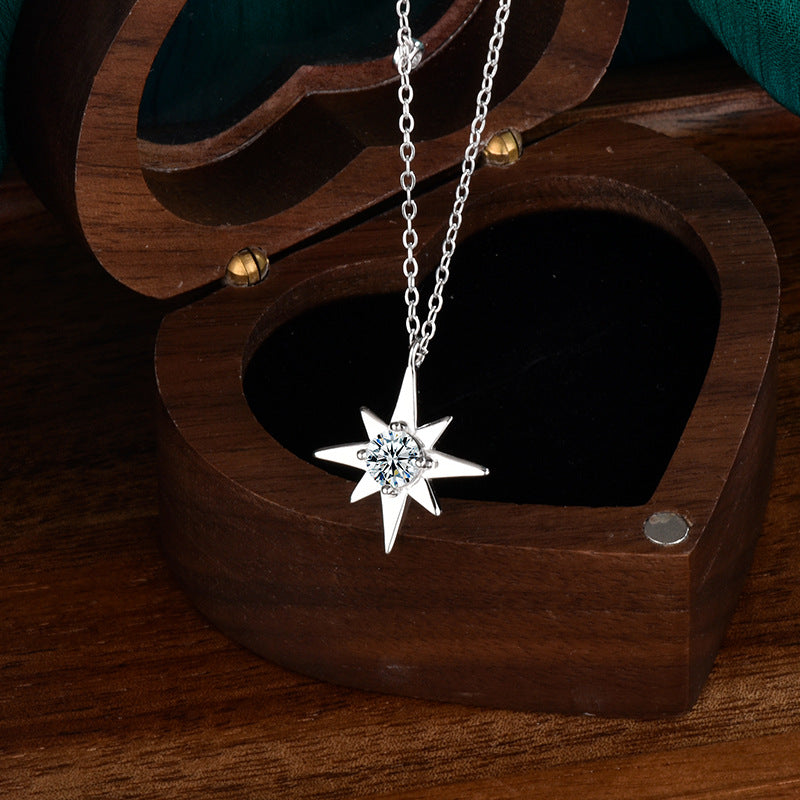 S925 Sterling Silver Moissanite Pendant Hexagram Necklace