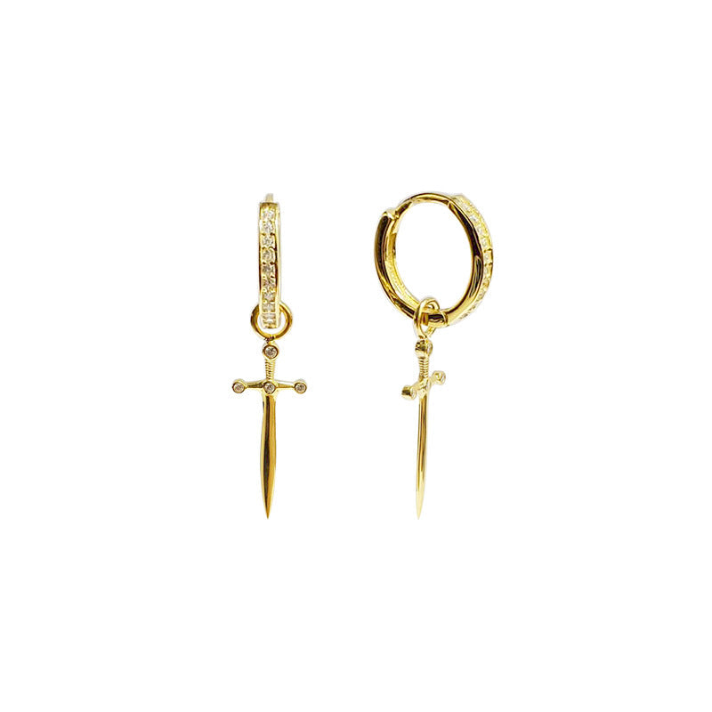 S925 Sterling Silver Dagger-Shaped Hoop Earrings