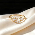S925 Sterling Silver Open Ring with Flower and Zirconia