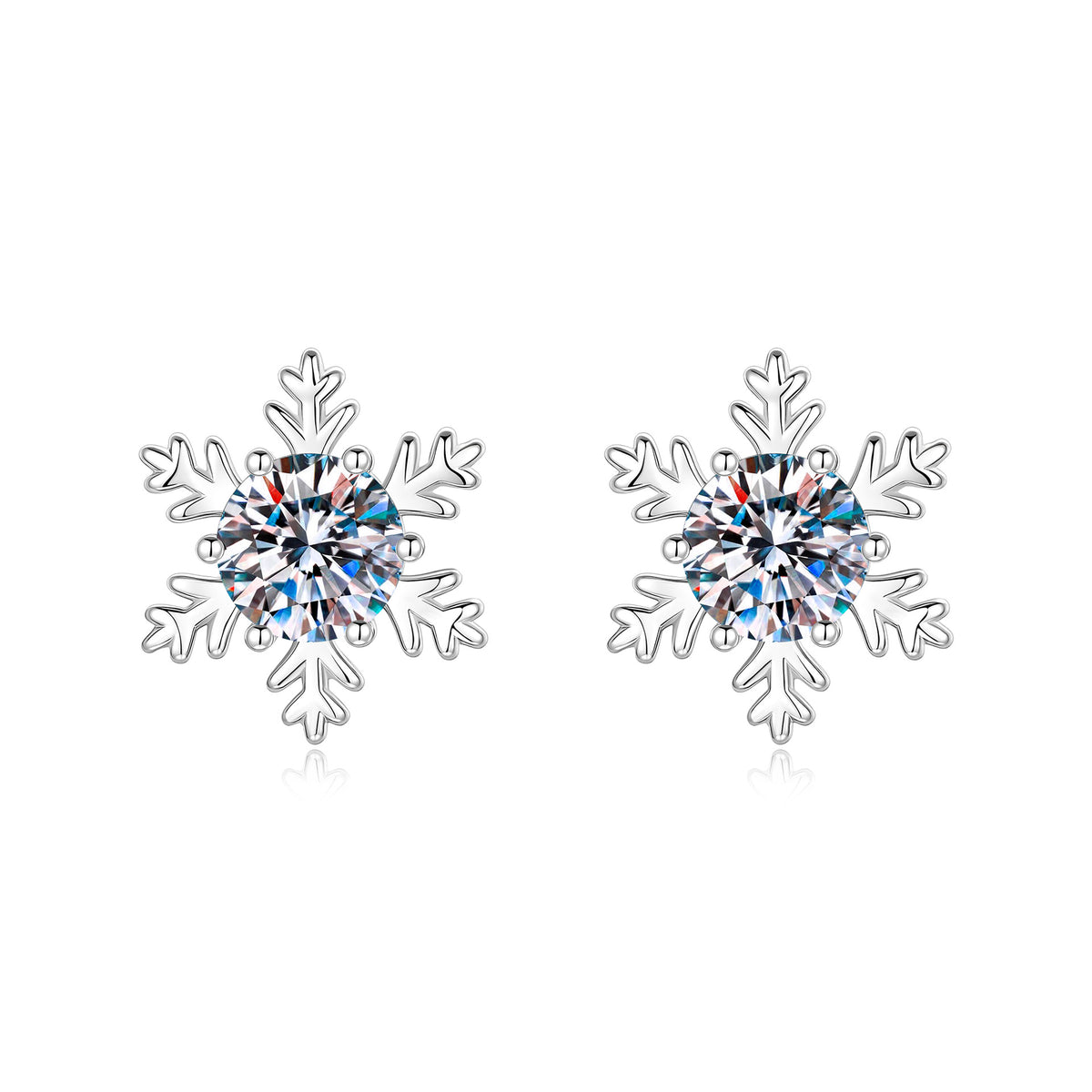 S925 Sterling Silver Snowflake 6-Prong Moissanite Stud Earrings