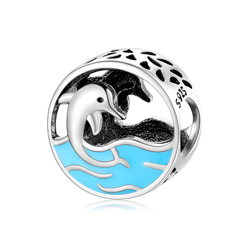 S925 Sterling Silver Dolphin Bead Pendant