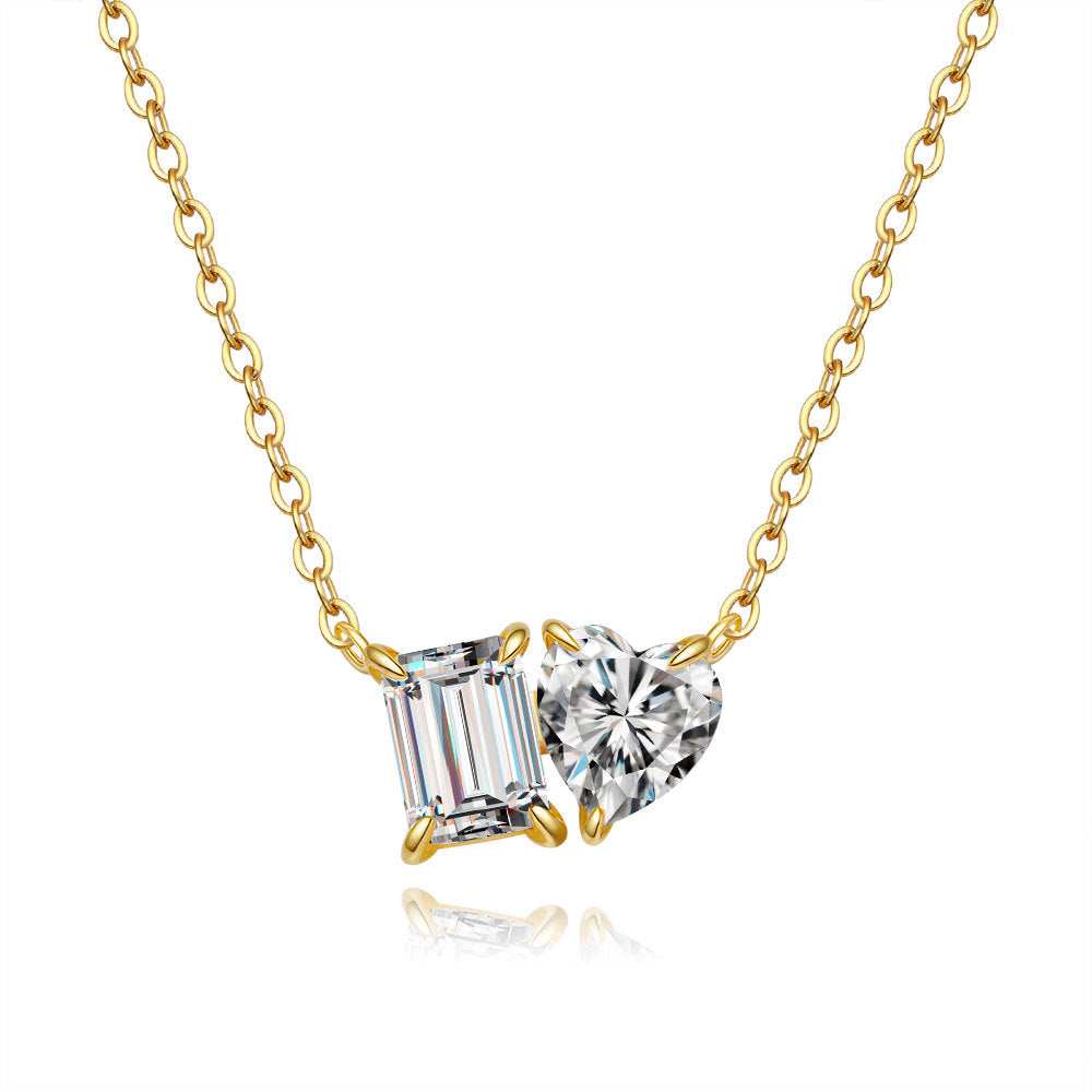 Toi et Moi Moissanite Necklace in 925 Sterling Silver