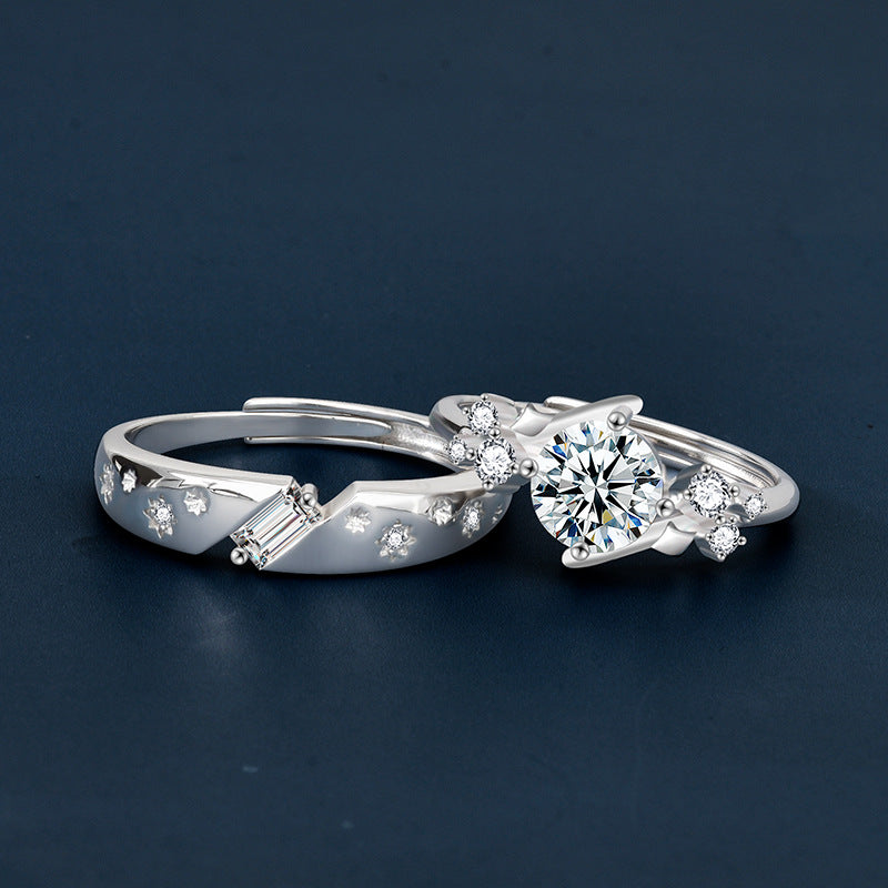 S925 Sterling Silver Moissanite Starry Lovers Ring