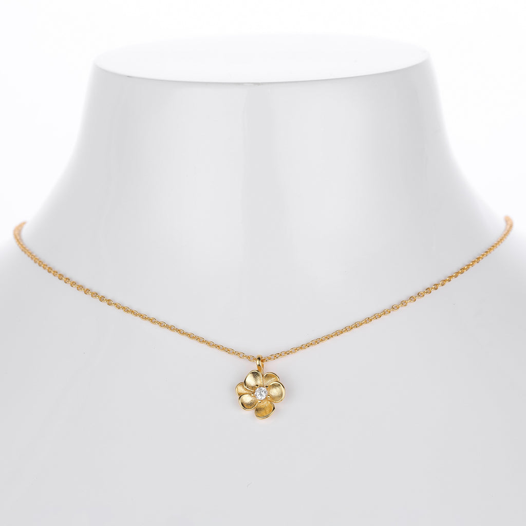 S925 Sterling Silver Flower Necklace