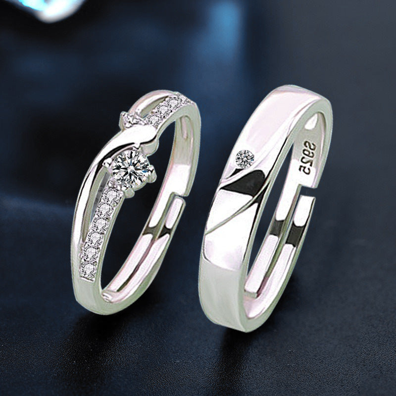 925 Sterling Silver Möbius Strip Moissanite Couple Rings