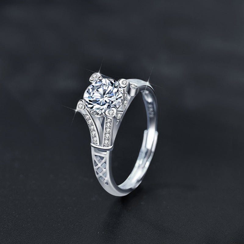 S925 Sterling Silver Eiffel Tower Moissanite Ring