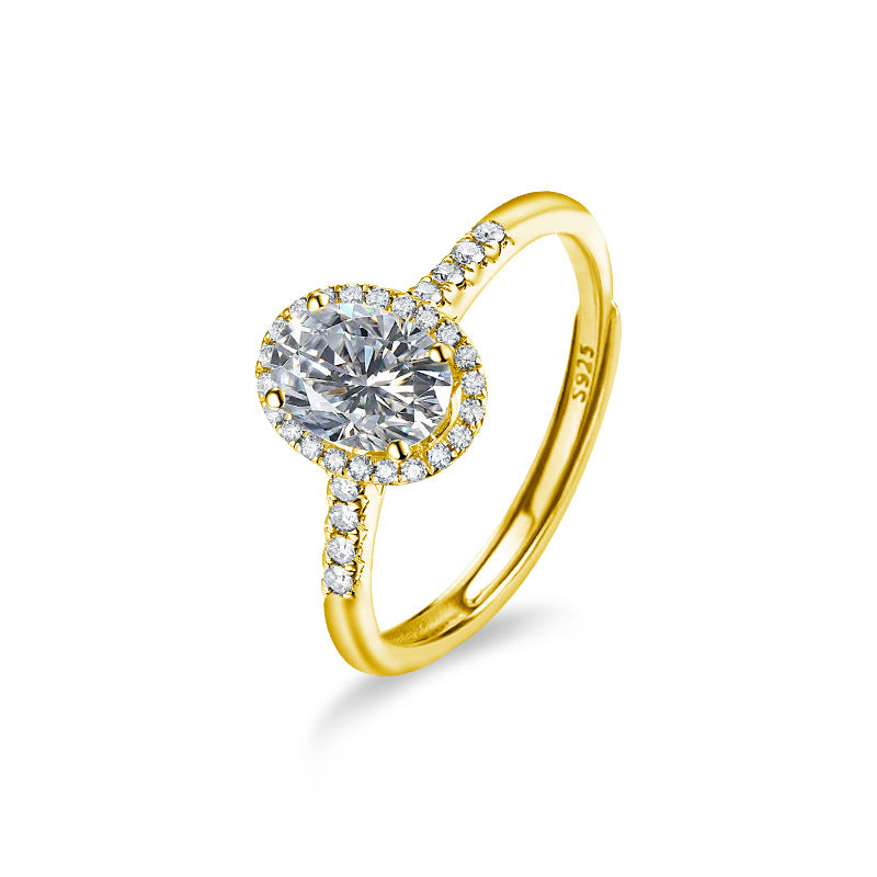 S925 Sterling Silver Oval Moissanite Ring