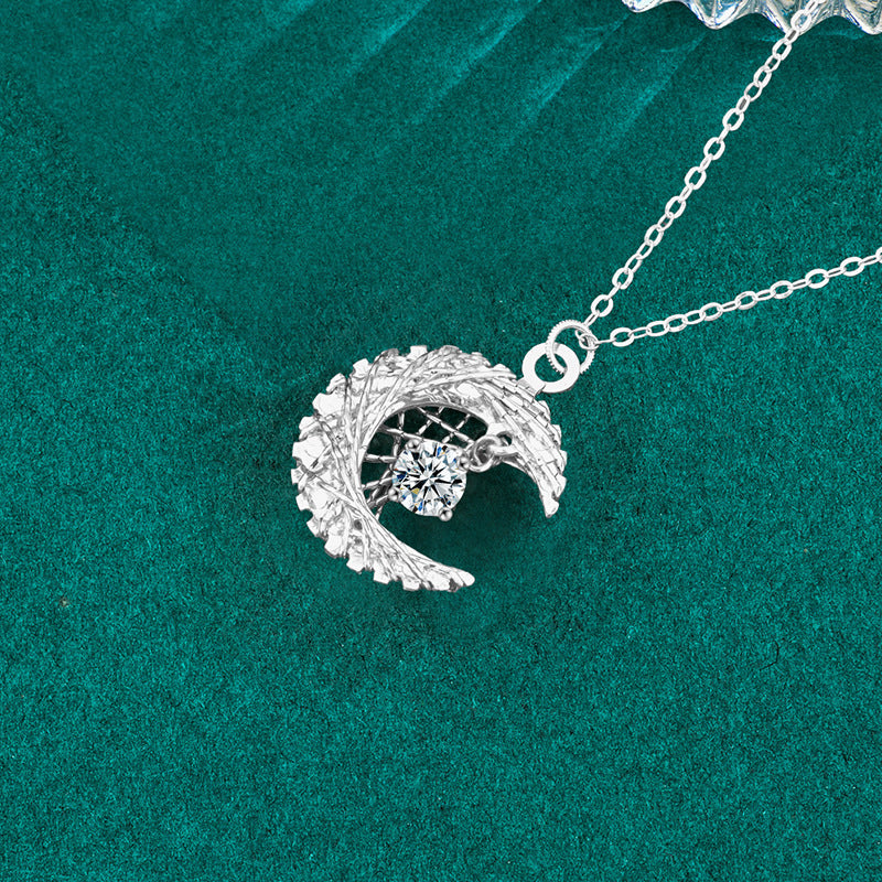 S925 Sterling Silver Moissanite Moon Pendant Necklace