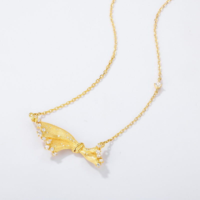 S925 Sterling Silver Plated Skirt Pendant Zircon Necklace