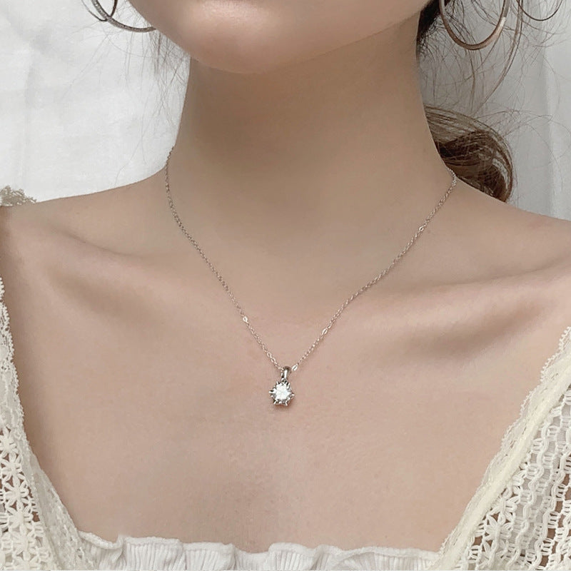 S925 Sterling Silver Moissanite Six-Pointed Star Snowflake Necklace