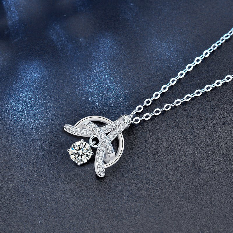 S925 Sterling Silver Moissanite Eiffel Tower Pendant Necklace