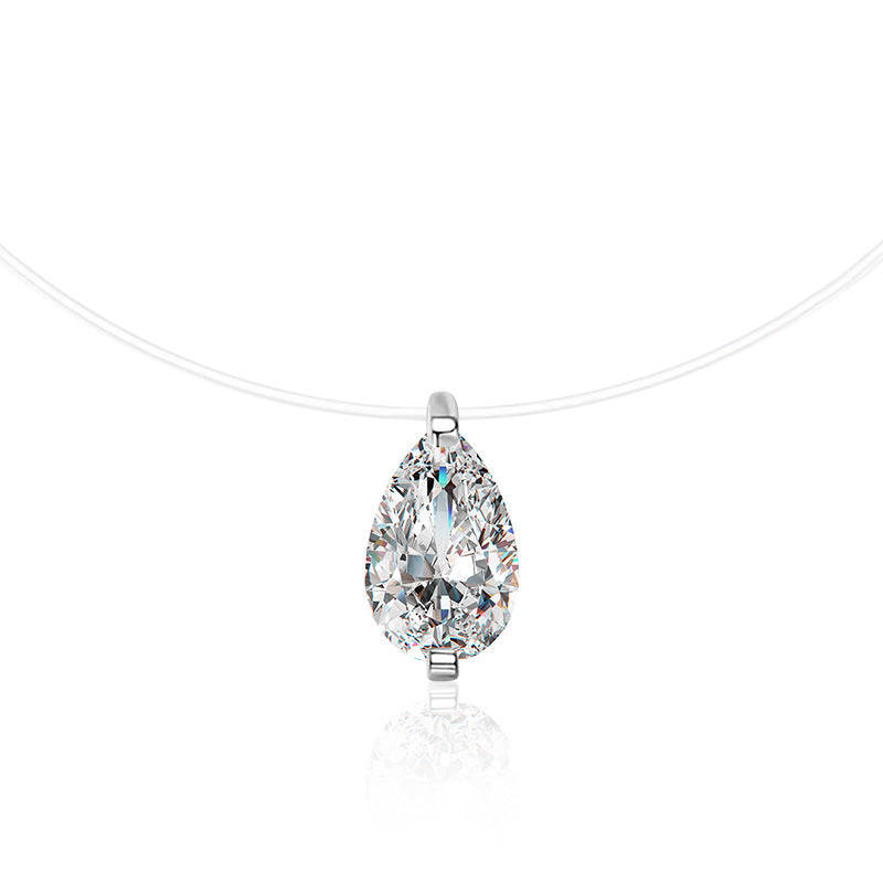 S925 Sterling Silver Mermaid Tears Moissanite Water Drop Pendant Necklace