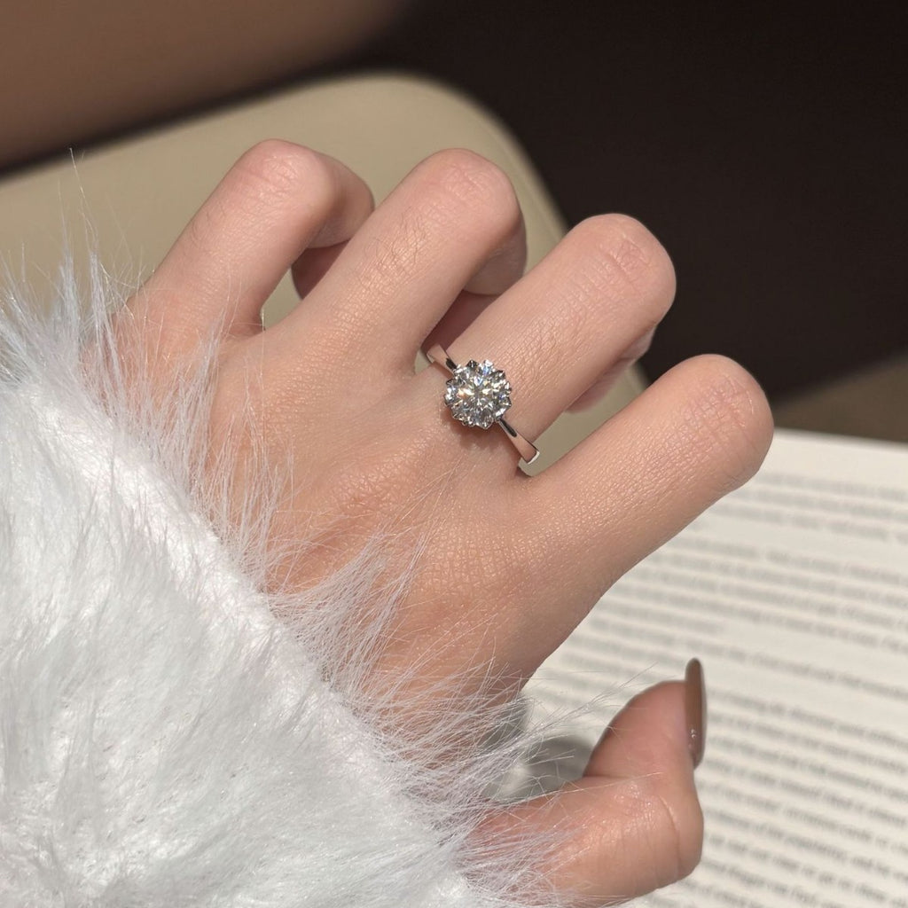 S925 Silver Moissanite Snowflake Ring