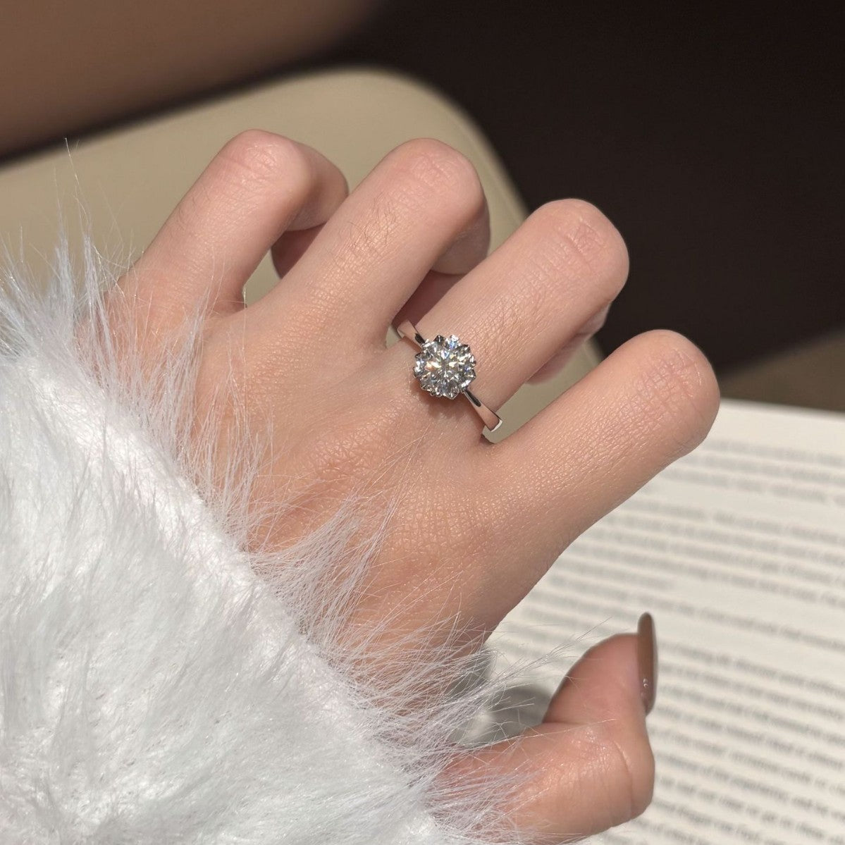 S925 Silver Moissanite Snowflake Ring
